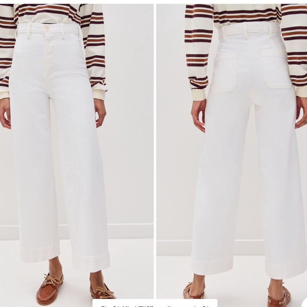 THE GREAT. High-Rise Wide-Leg White Jeans
